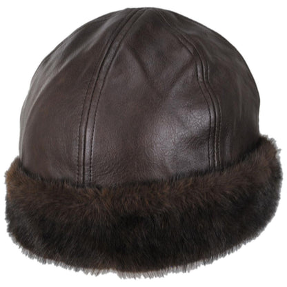 San Diego Hat Company | Aviatrix Faux Leather Beanie Hat | 108656 | lead | CHOCOLATE