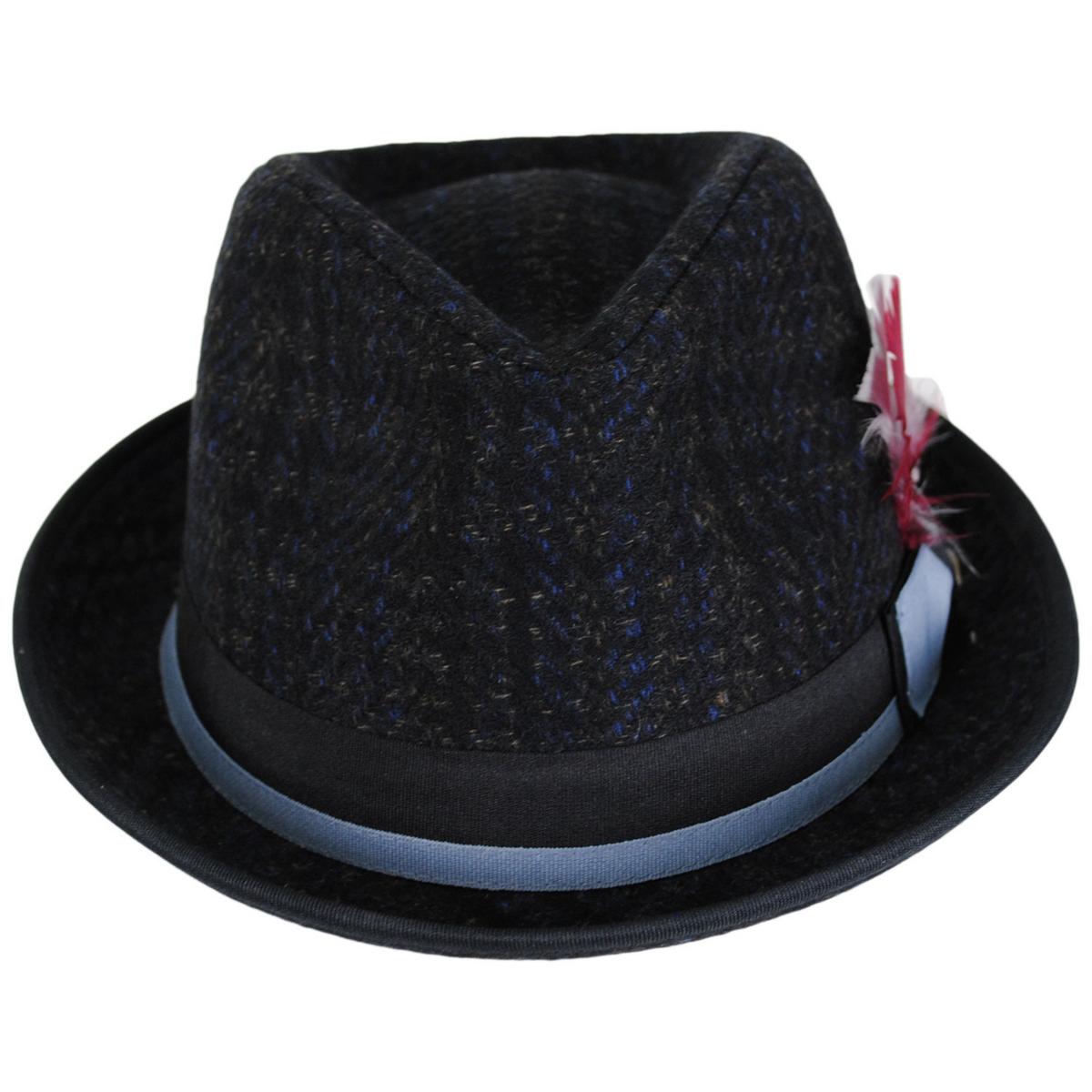 Scala | Regent Tweed Wool Blend Fedora Hat | 140172 | front | NAVY