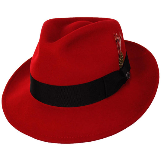 Jaxon Hats | Pachuco Crushable Wool Felt Fedora Hat - Red | 135008 | lead | RED