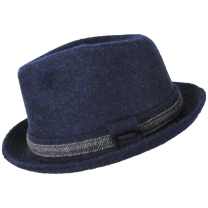 Dorfman Pacific | Oswald Wool Blend Fedora Hat | 140249 | profile | NAVY