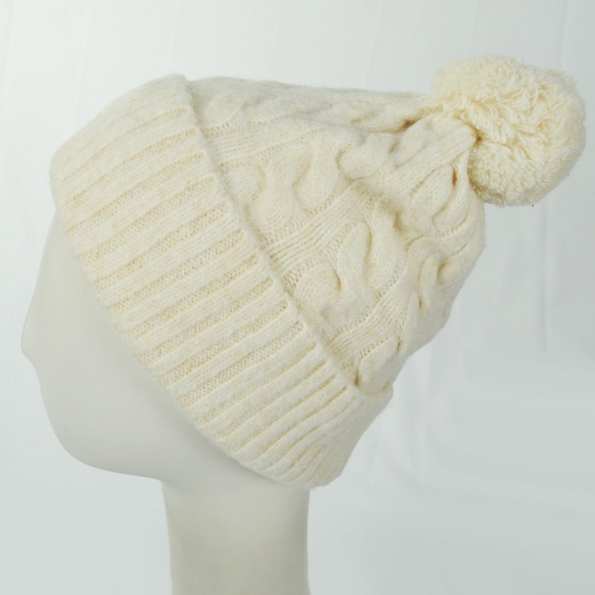 Kangol | Pompom Cable Knit Beanie Hat | 500410 | profile | CHALK