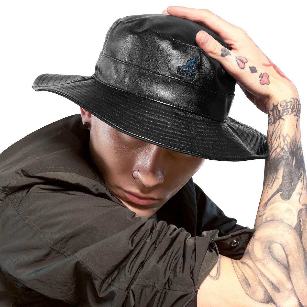 Kangol | Reversible Faux Leather Bucket Hat | 185786 | lsmone | BLACK