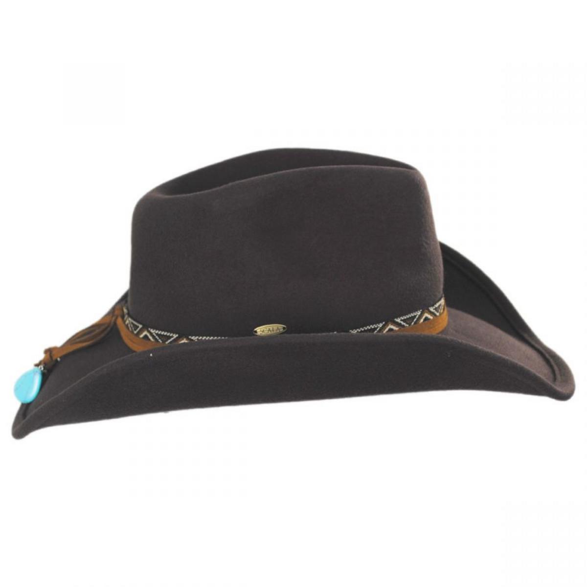 Scala | Motya Wool Felt Western Hat | 123579 | profile | CHOCOLATE