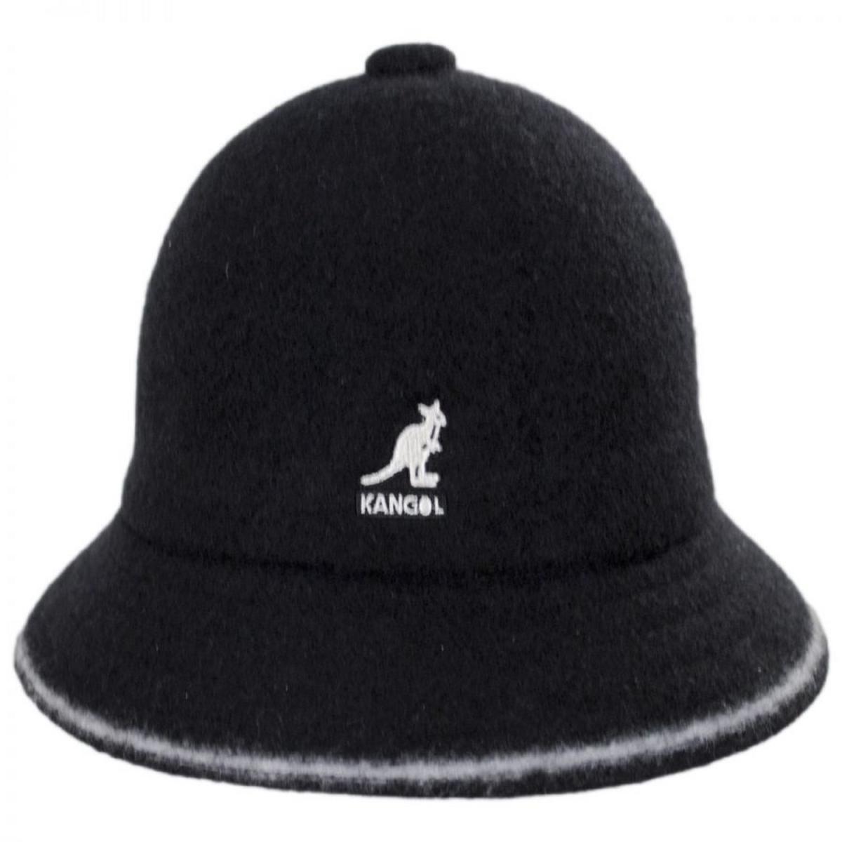 Kangol | Striped Casual Wool Bucket Hat | 185726 | front | BLACK/OFF WHITE