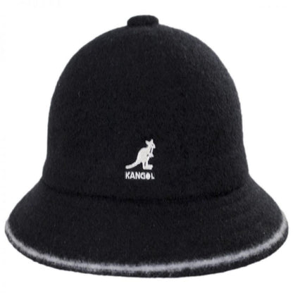 Kangol | Striped Casual Wool Bucket Hat | 185726 | front | BLACK/OFF WHITE