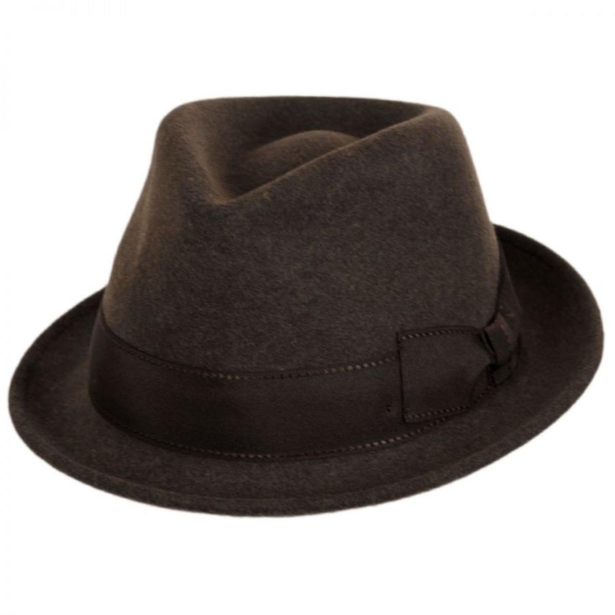 Stefeno Hats | Teardrop Wool Felt Trilby Fedora Hat | 136061 | lead | BROWN MIX