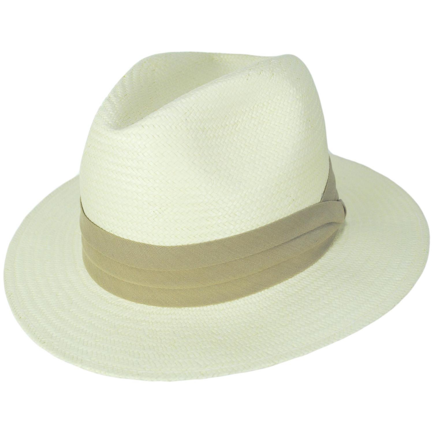Jaxon Hats | Toyo Straw Safari Fedora Hat - Khaki Band | 129914 | lead | IVORY