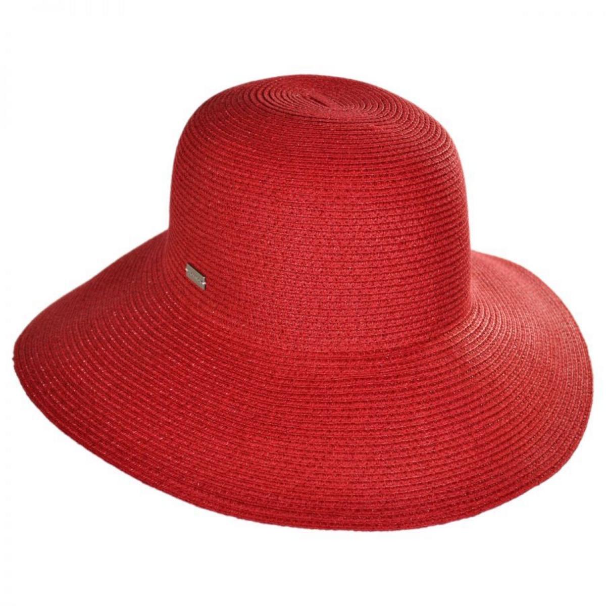Betmar | Gossamer Packable Straw Sun Hat | 101128 | lead | TRUE RED