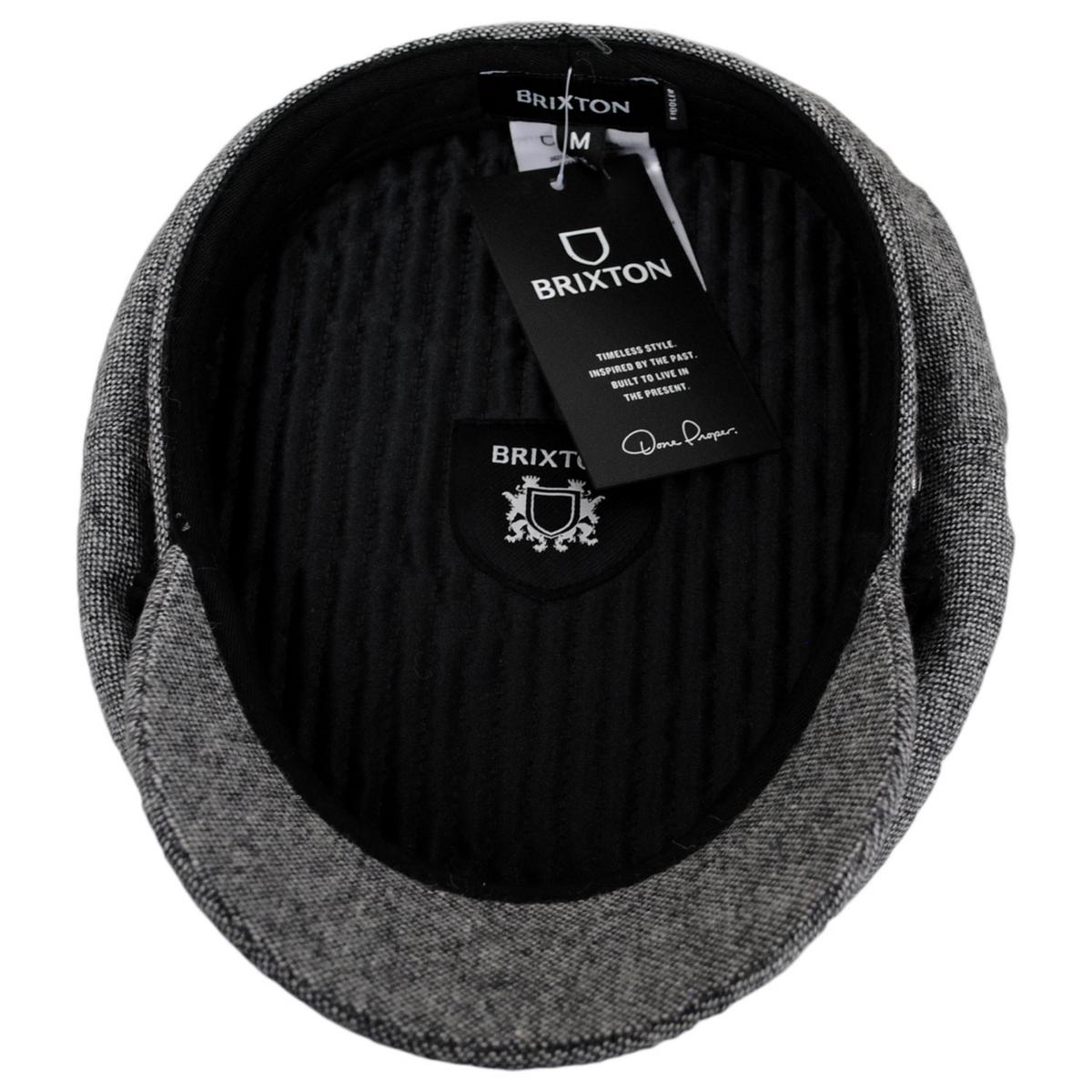 BRIXTON HATS | Wool Blend Tweed Fiddler Cap - Grey/Black | 181303GBT | under | GREY/BLACK