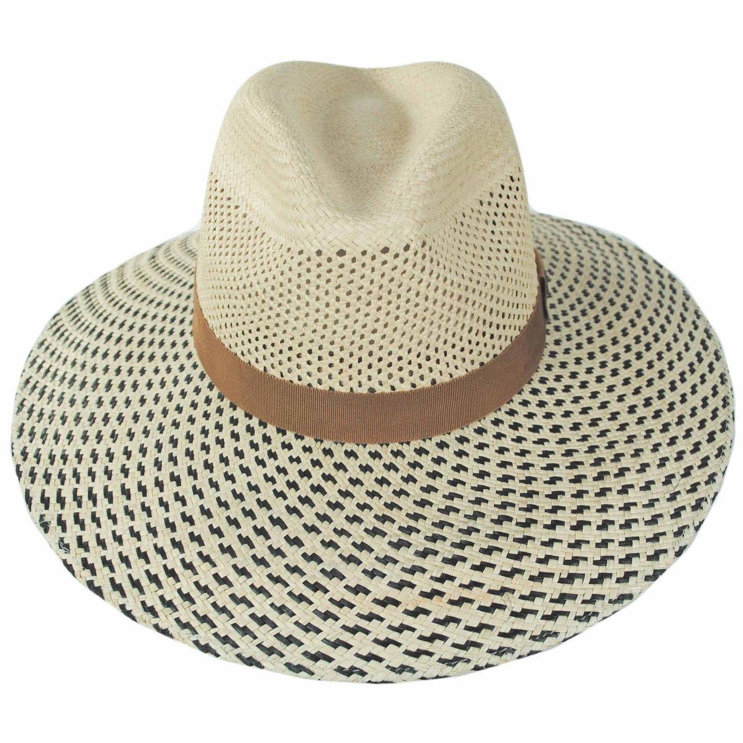 BRIXTON HATS | Evangeline Panama Straw Rancher Fedora Hat | 104066 | front | NATURAL/BLACK