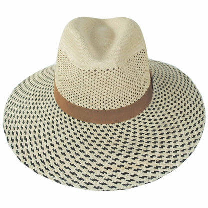 BRIXTON HATS | Evangeline Panama Straw Rancher Fedora Hat | 104066 | front | NATURAL/BLACK