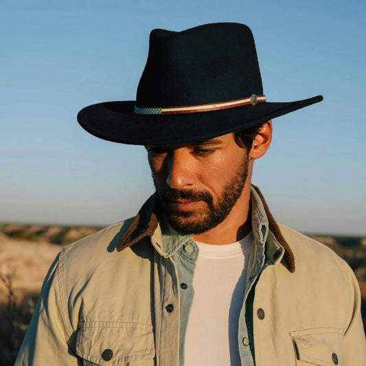 Stetson | USA 250th Bozeman Crushable Wool Felt Outback Hat | 130660 | lsmone | BLACK