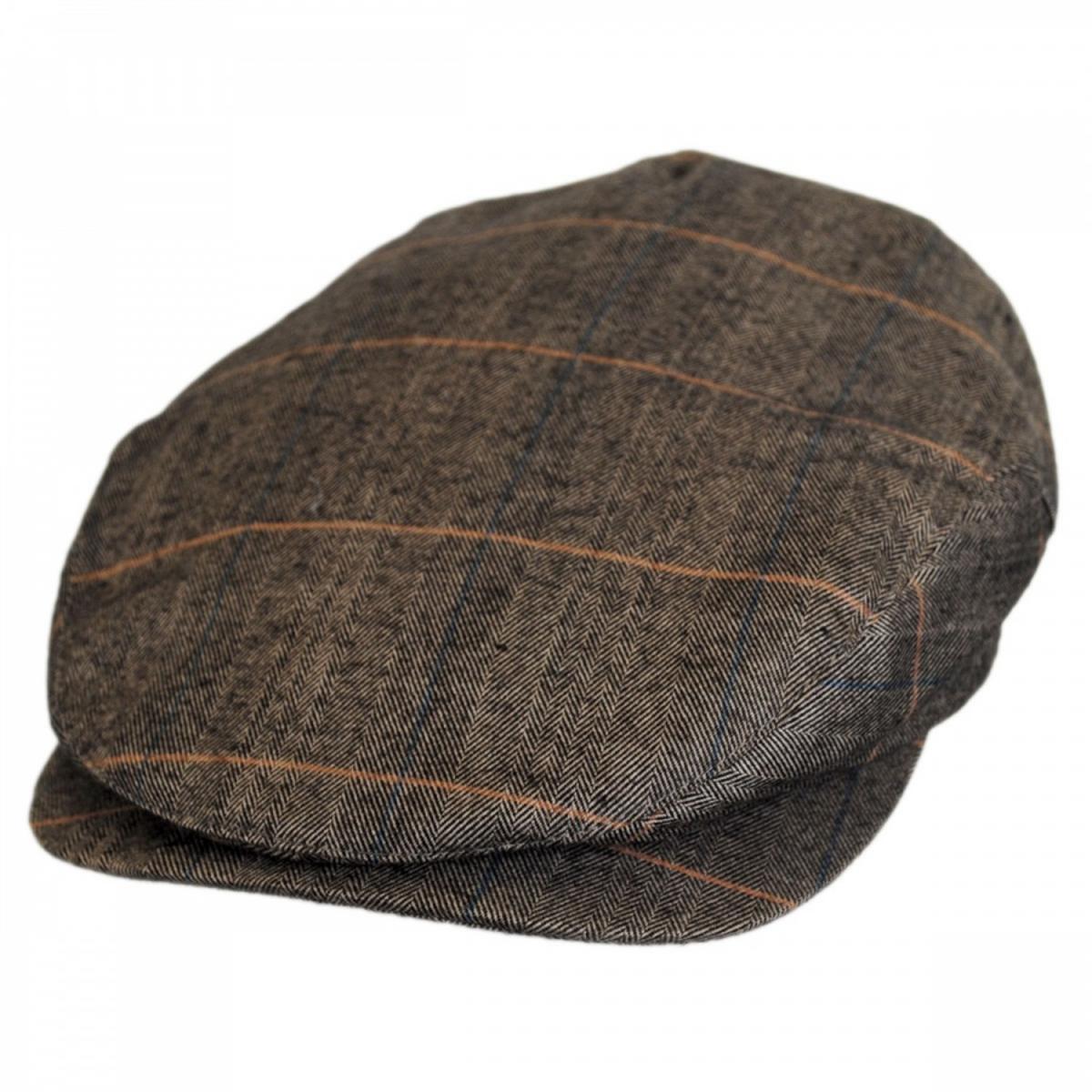 Jaxon Hats | Hoxton Herringbone Plaid Wool Blend Ivy Cap | 167746 | lead | BROWN