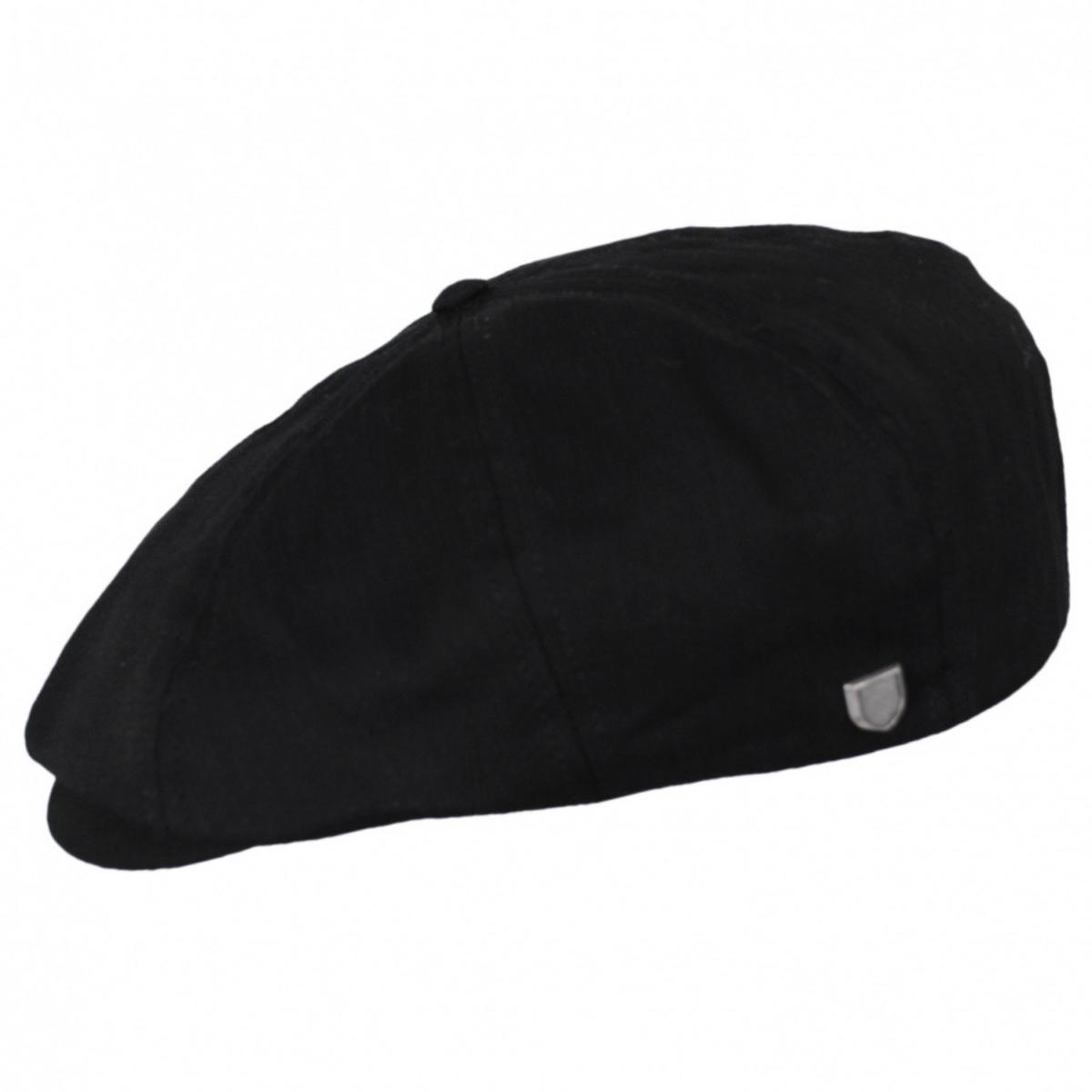 BRIXTON HATS | Brood Tonal Herringbone Cotton Newsboy Cap | 161500 | profile | BLACK