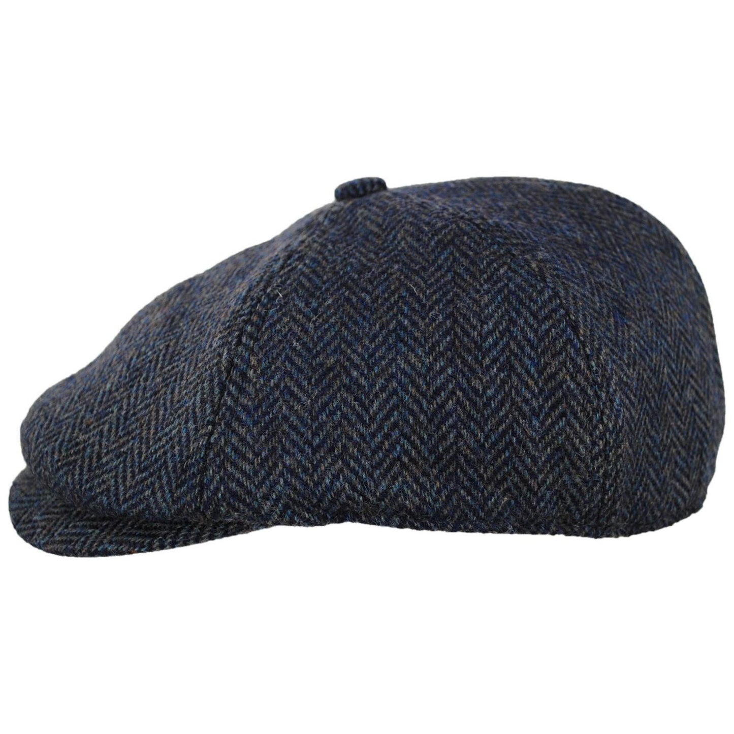 Scala | Lenny Cotton Herringbone Newsboy Cap | 160166 | profile | NAVY