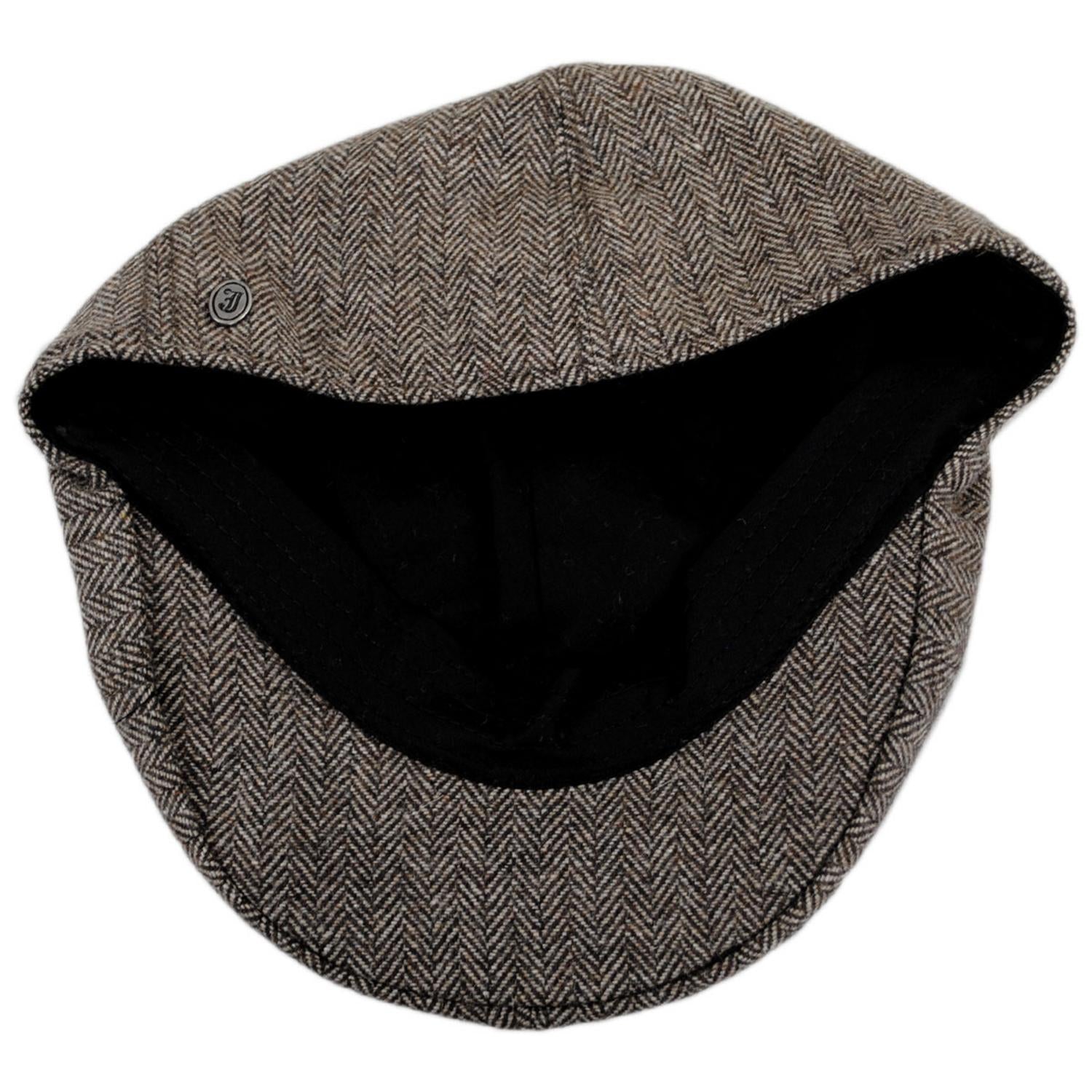Jaxon Hats | Herringbone Wool Blend Duckbill Ivy Cap | 167552 | under | BROWN