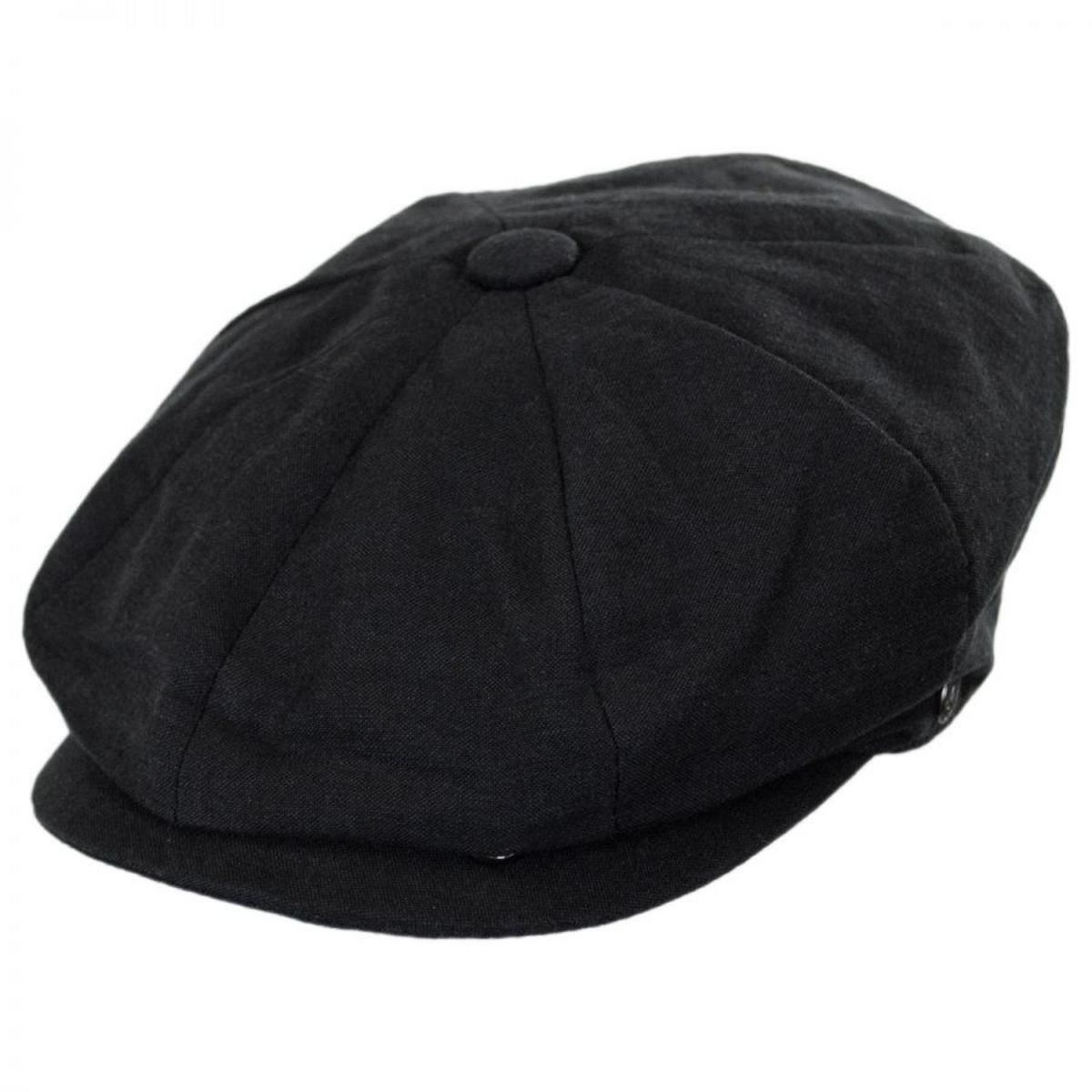 Jaxon Hats | Linen and Cotton Newsboy Cap | 167774 | lead | BLACK