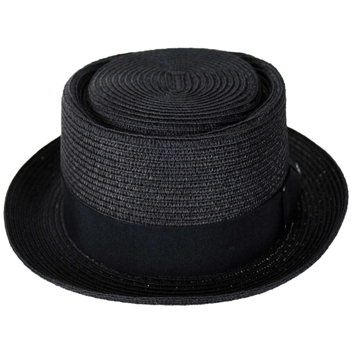 Jaxon Hats | Toyo Straw Braid Pork Pie Hat | 128501 | front | BLACK