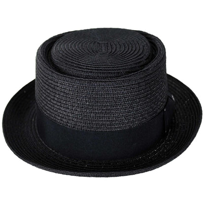 Jaxon Hats | Toyo Straw Braid Pork Pie Hat | 128501 | front | BLACK