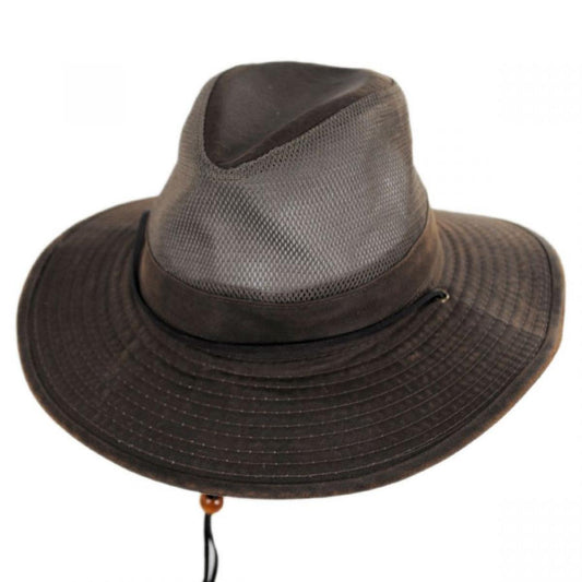 Dorfman Pacific | Yargo Weathered Cotton Mesh Blend Aussie Fedora Hat | 400294 | lead | BARK