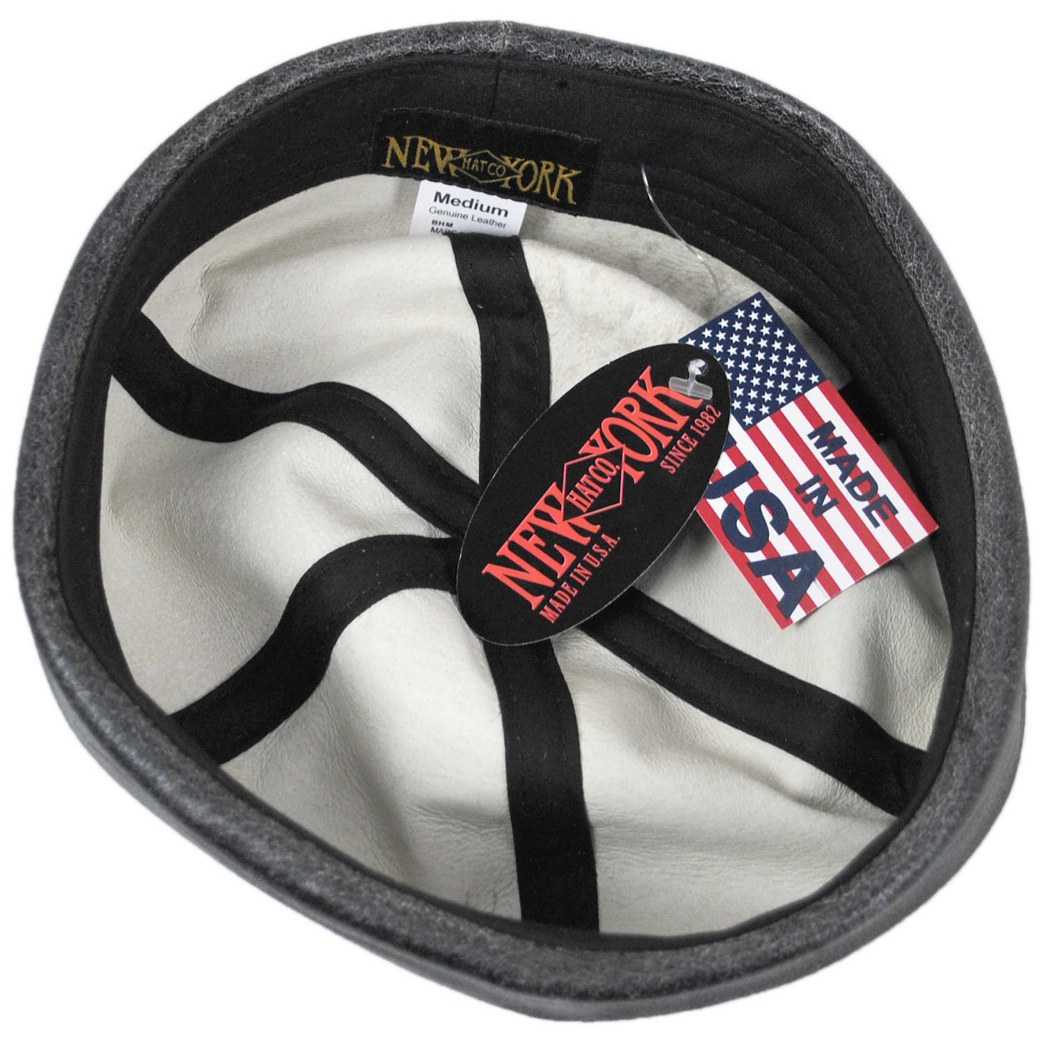 New York Hat Co | Six Panel Antique Leather Skull Cap Beanie Hat