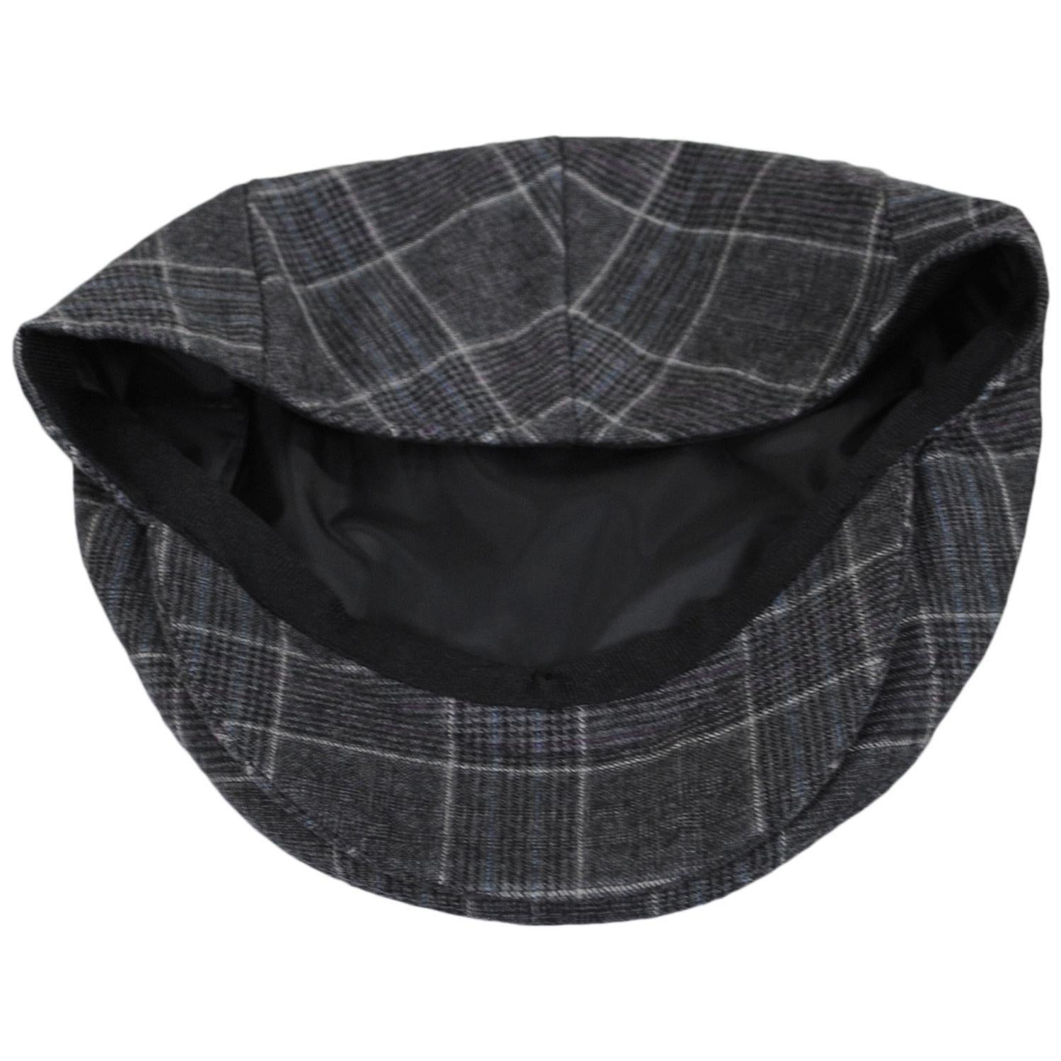 Baskerville Hat Company | Aldwych Wool Glenplaid Ivy Cap | 167668 | under | CHARCOAL