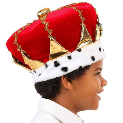 Elope | Kid's Royal Red King Costume Hat | 556004 | detailone | RED