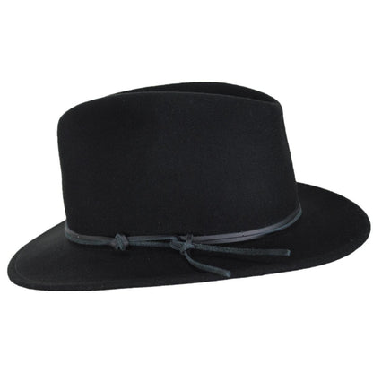 Bailey Western | Rattler Crushable Wool LiteFelt Safari Fedora Hat | 130109 | profile | BLACK
