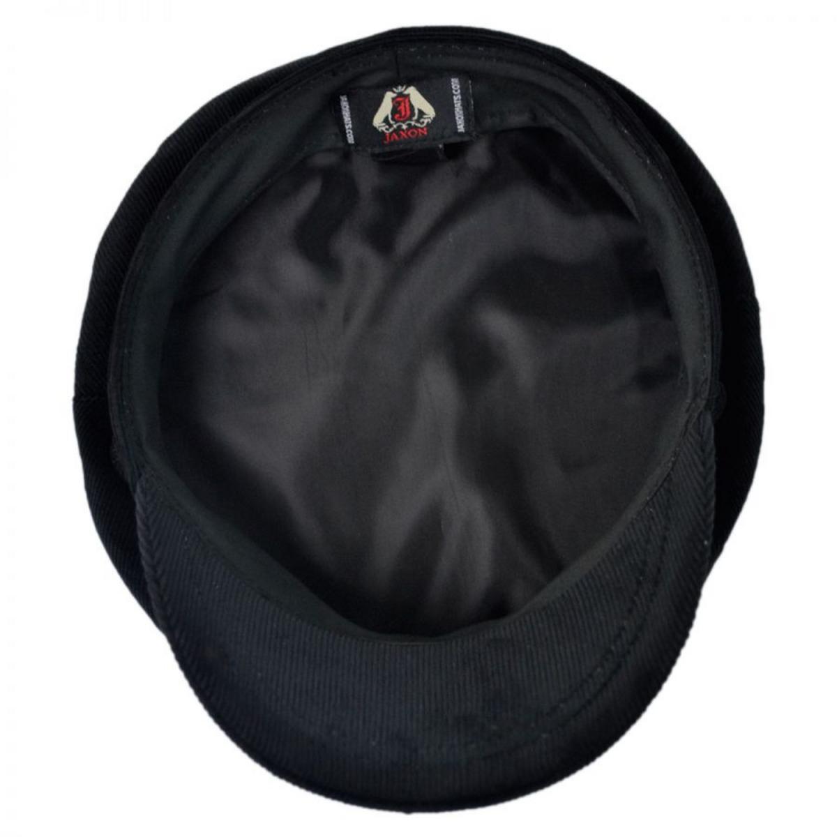 Jaxon Hats | Corduroy Fiddler's Cap | 181016 | under | BLACK