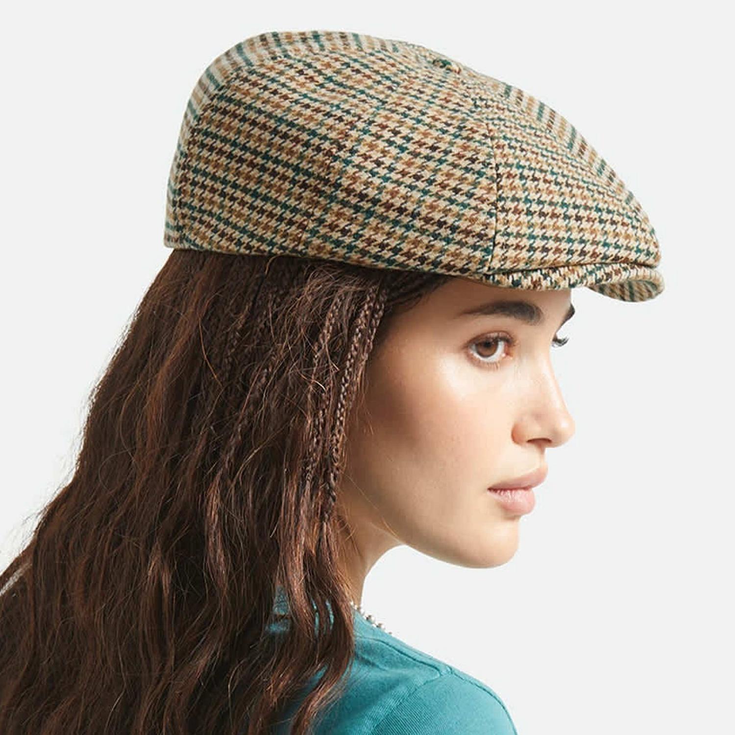 BRIXTON HATS | Brood Wool Houndstooth Newsboy Cap | 161511 | lsmone | DUSTED OCHRE/KHAKI/VERDANT GREEN