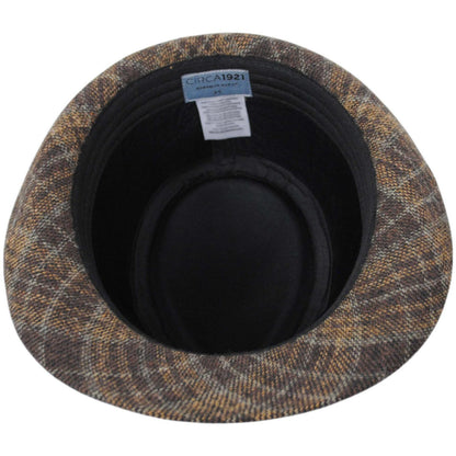 Dorfman Pacific | Chester Plaid Fedora Hat | 140244 | under | BROWN
