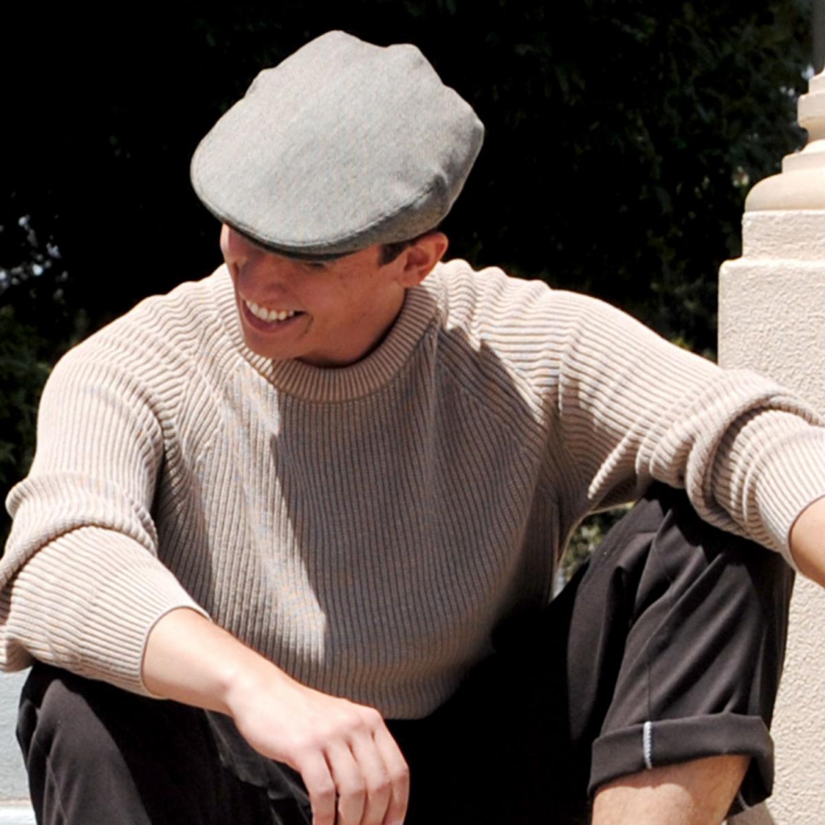 Baskerville Hat Company | Knightsbridge Italian Wool Ivy Cap | 167654 | lsmone | BLACK/TAN