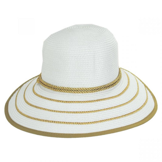 Jeanne Simmons | Metallic Sailor Knot Toyo Straw Facesaver Hat | 101741 | front | GOLD