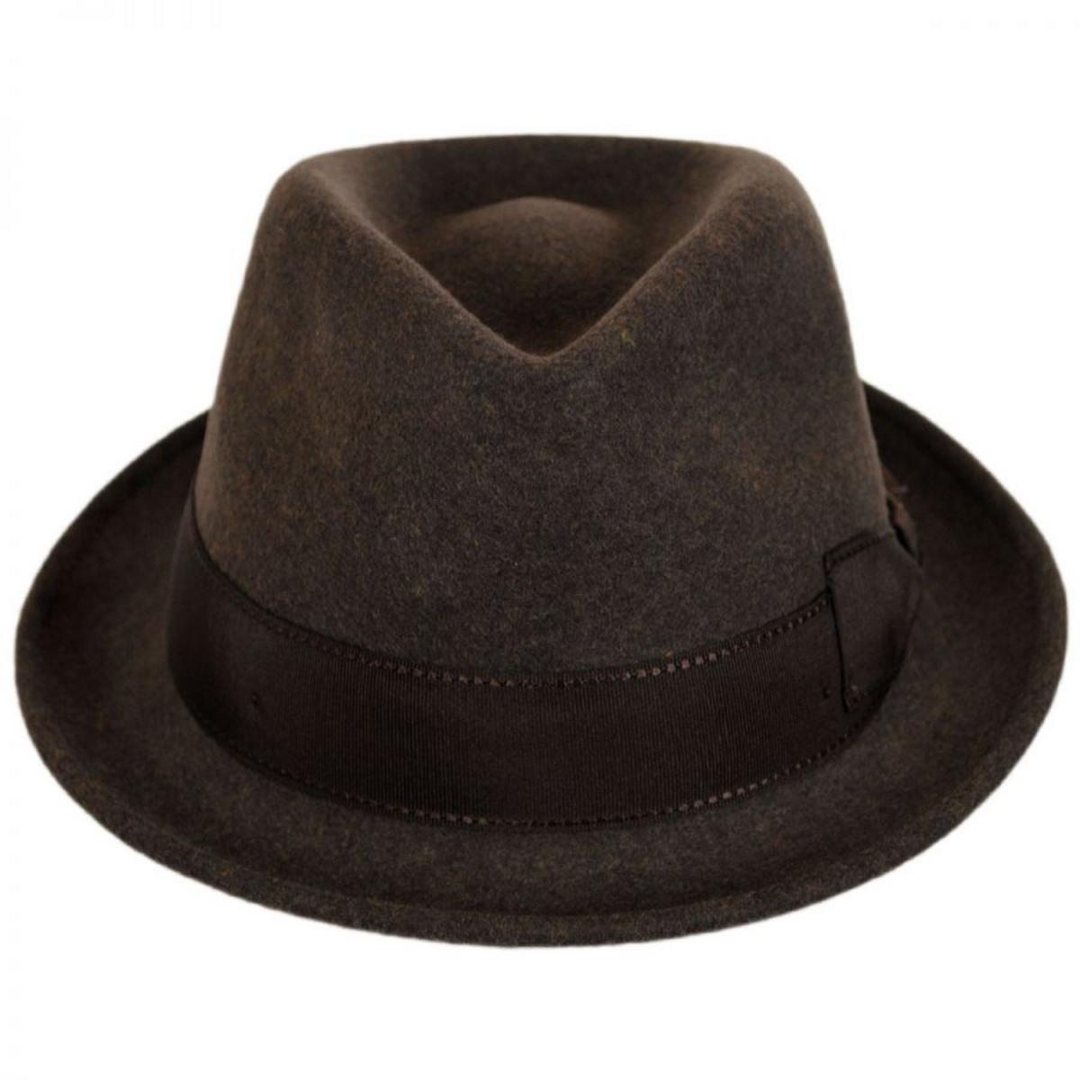 Stefeno Hats | Teardrop Wool Felt Trilby Fedora Hat | 136061 | front | BROWN MIX