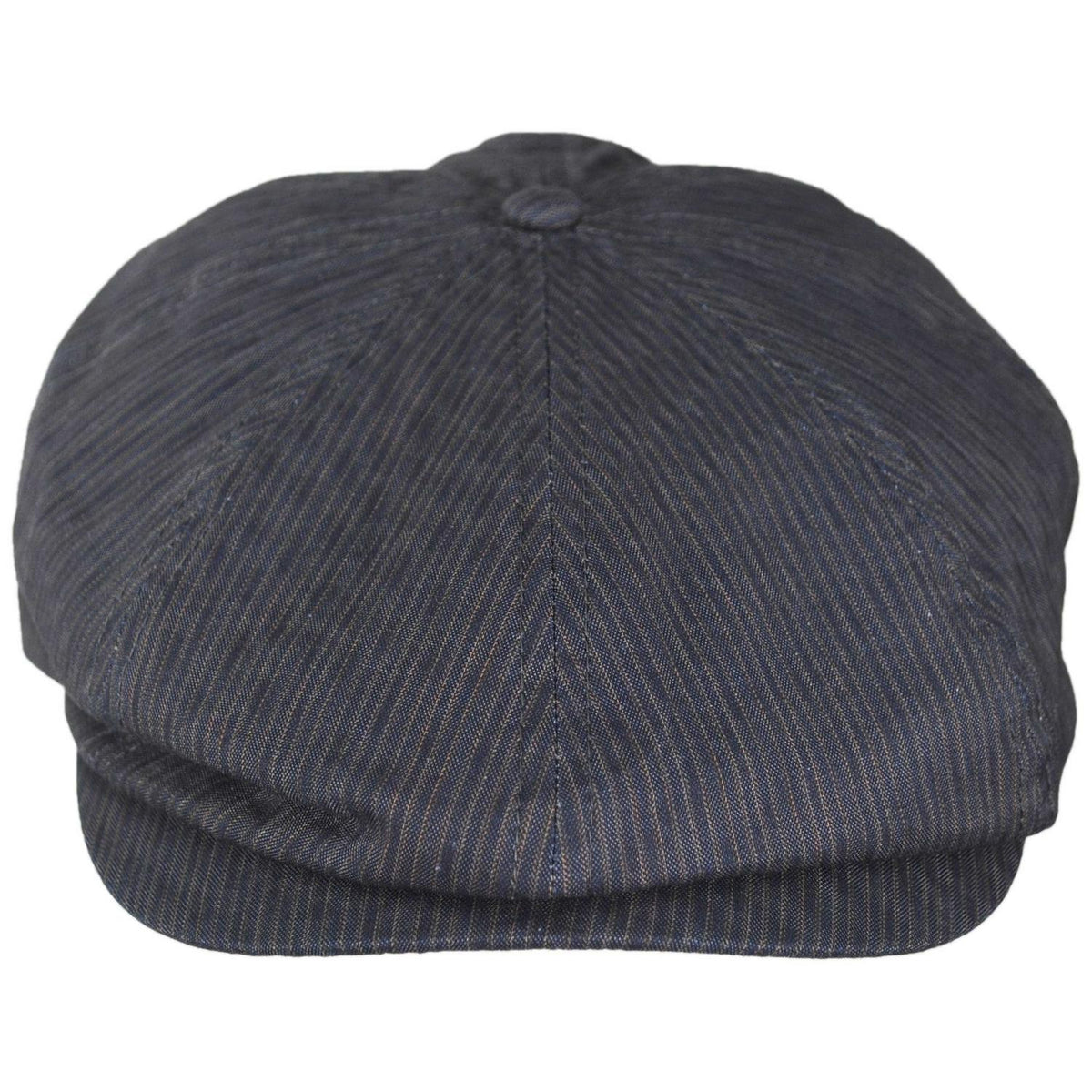 BRIXTON HATS | Brood Cotton Stripe Newsboy Cap | 161534 | front | INDIGO/DARK SAND