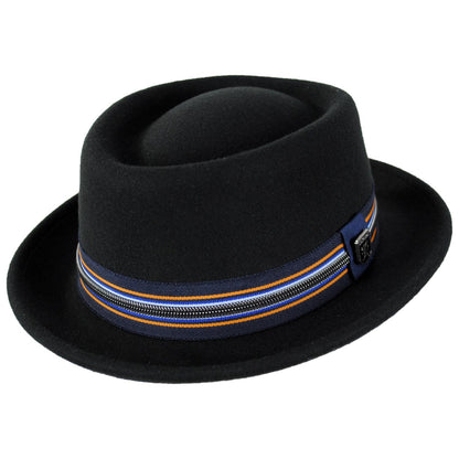 Stacy Adams | Porkie Wool Felt Pork Pie Hat | 130422 | lead | BLACK/BLUE