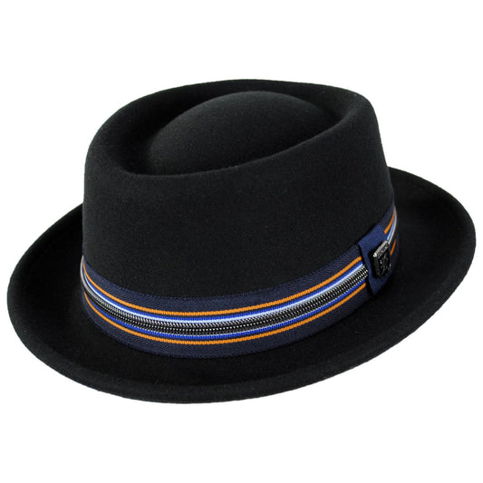 Stacy Adams | Porkie Wool Felt Pork Pie Hat | 130422 | lead | BLACK/BLUE