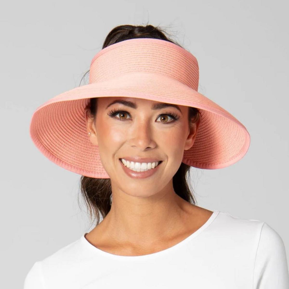 San Diego Hat Company | Roll Up Toyo Straw Visor | 197300 | lsftwo | CORAL