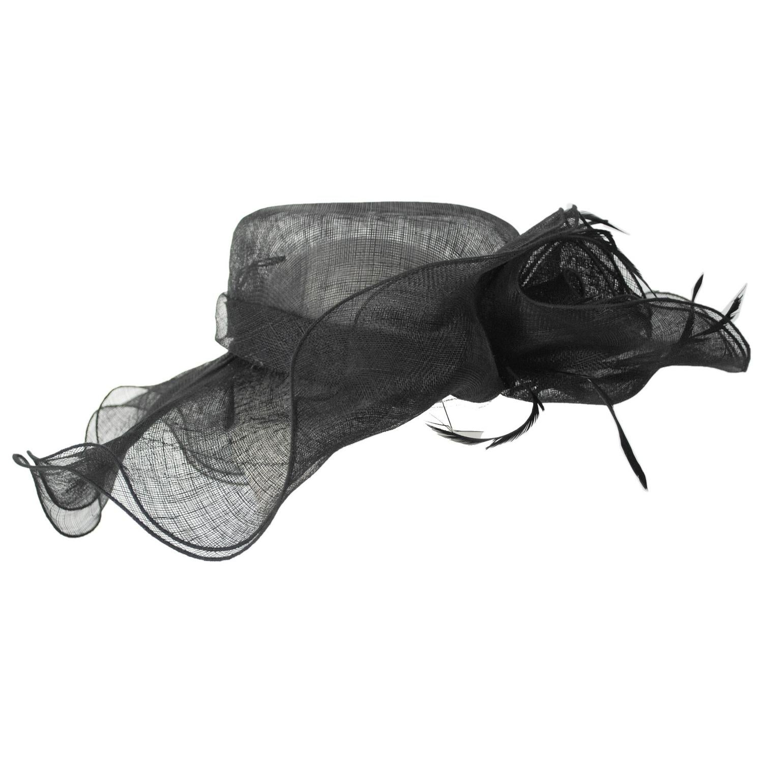 Something Special | Sahara Sinamay Straw Spectator Dress Hat | 121319 | profile | BLACK