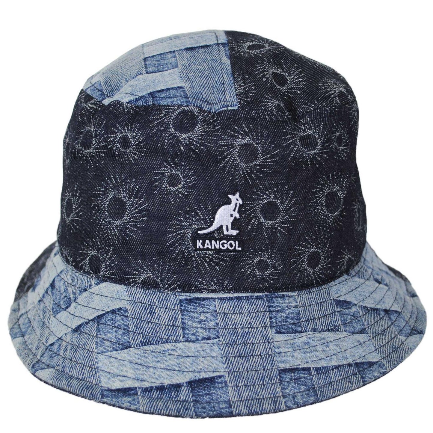 Kangol | Patchwork Mashup Denim Cotton Bucket Hat - Spring Collection | 185777SS | front | BLUE PICNIC