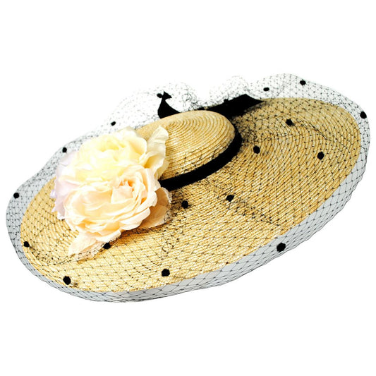 Kathy Jeanne | Rose Trio Milan Straw Cartwheel Dress Hat | 122415 | lead | NATURAL