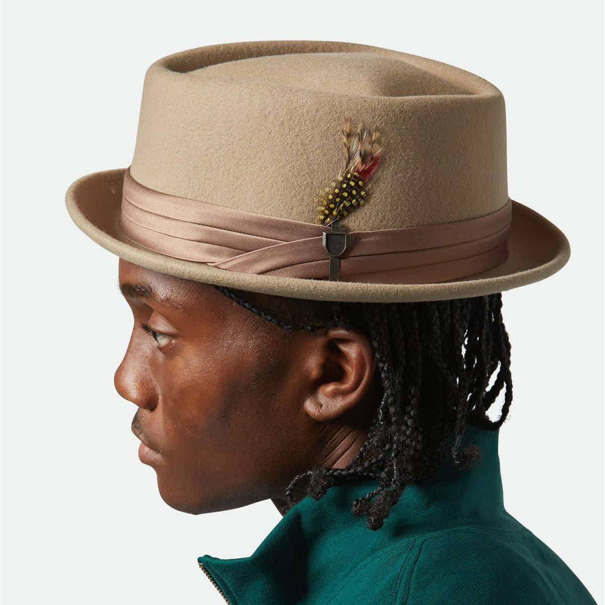 BRIXTON HATS | Stout Wool Felt Diamond Crown Fedora Hat - Tan | 135602TAN | lsmtwo | TAN