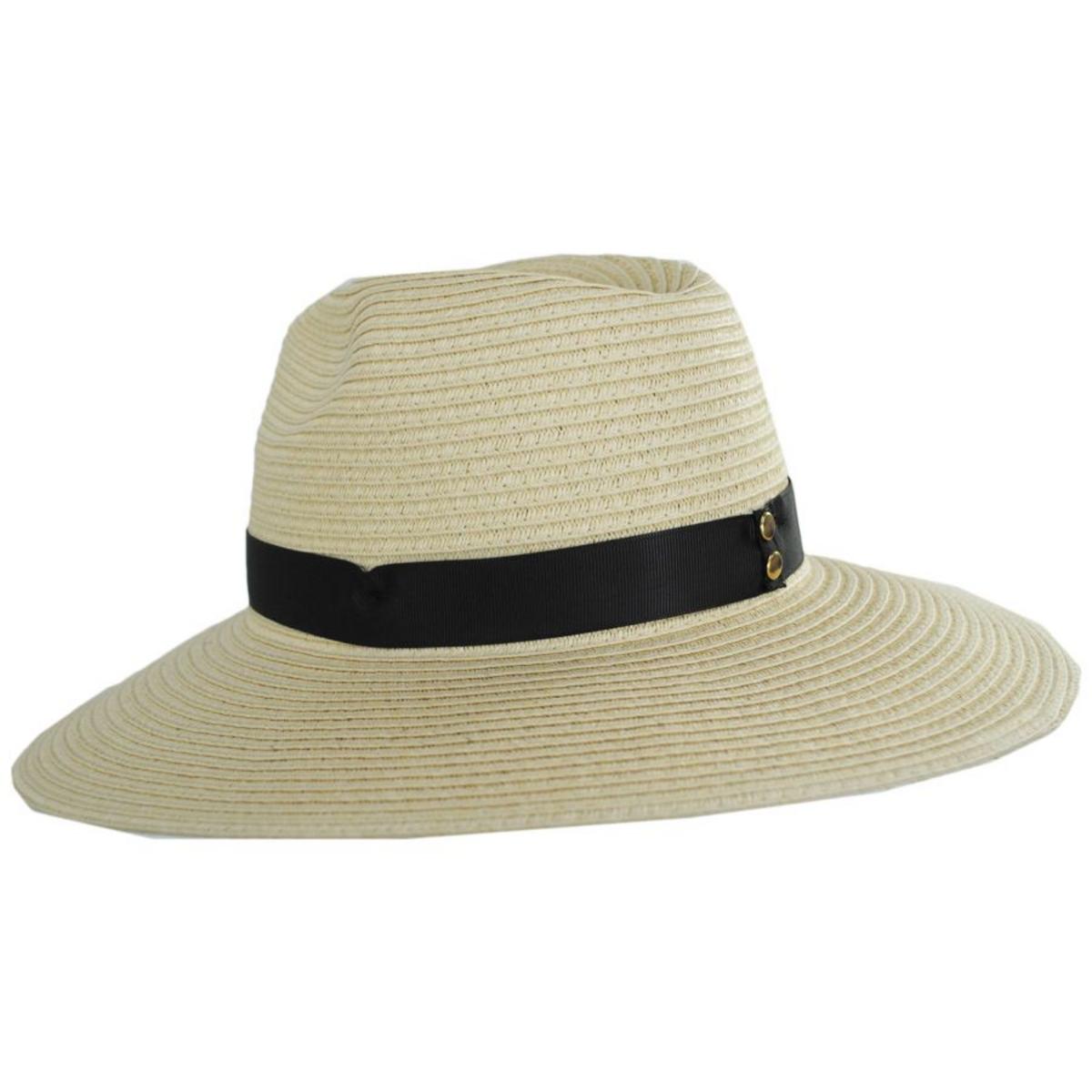 Physician Endorsed | Andi Toyo Braid Fedora Hat | 102677 | profile | SAND/BLACK