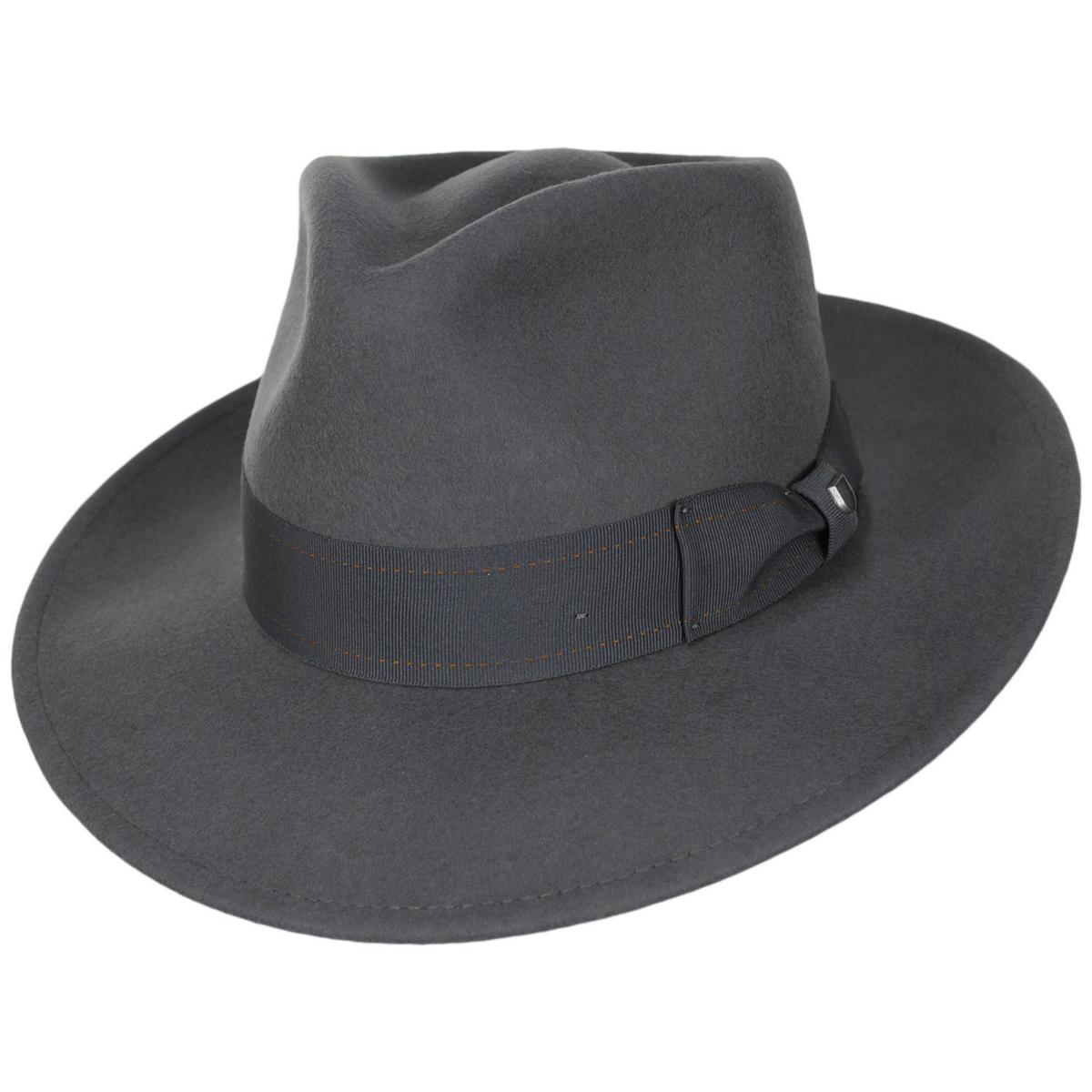 BRIXTON HATS | Swindle Convertabrim Wool Felt Fedora Hat | 135605 | lead | GREY/GREY