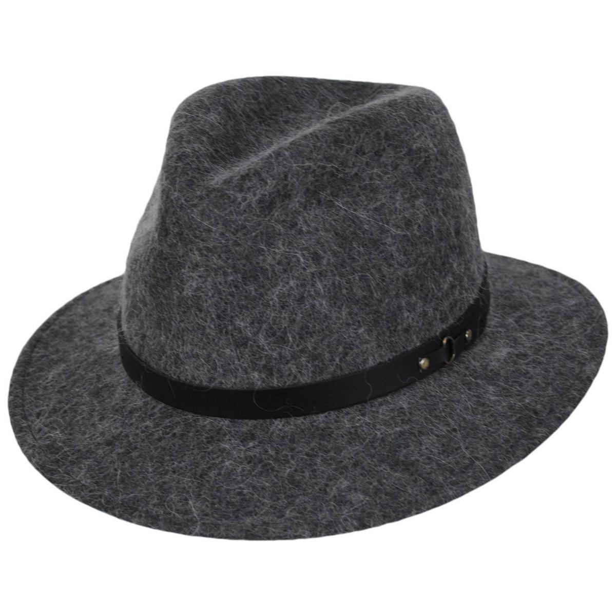 Bigalli | Andes Alpaca and Wool Felt Safari Fedora Hat | 131440 | lead | GREY MELANGE