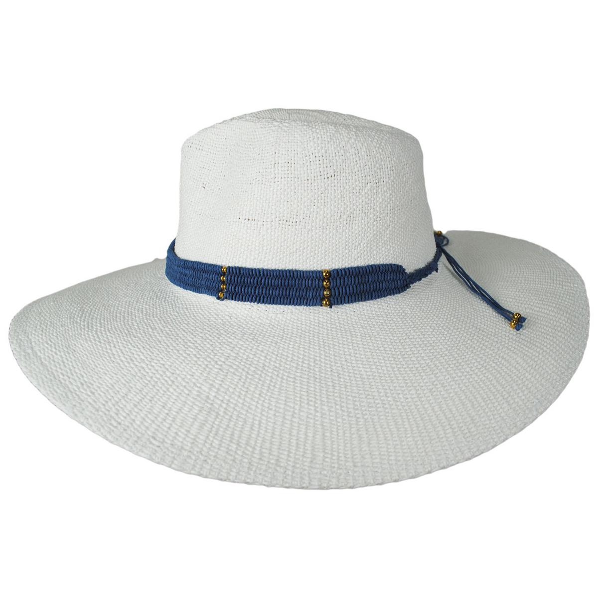 NIKKI BEACH | Saylor Wide Brim Toyo Straw Fedora Hat | 102713 | profile | WHITE/NAVY
