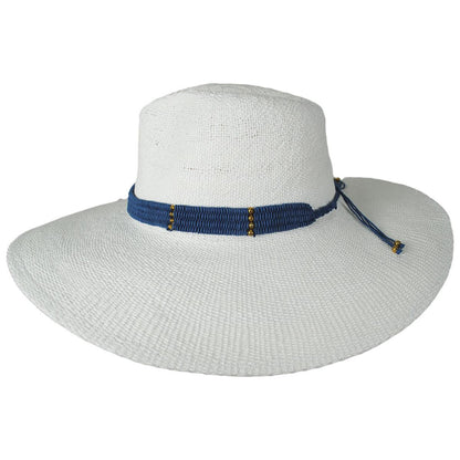 NIKKI BEACH | Saylor Wide Brim Toyo Straw Fedora Hat | 102713 | profile | WHITE/NAVY