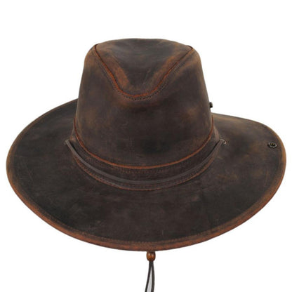 Henschel | Oiled Leather Aussie Fedora Hat | 140370 | front | BROWN
