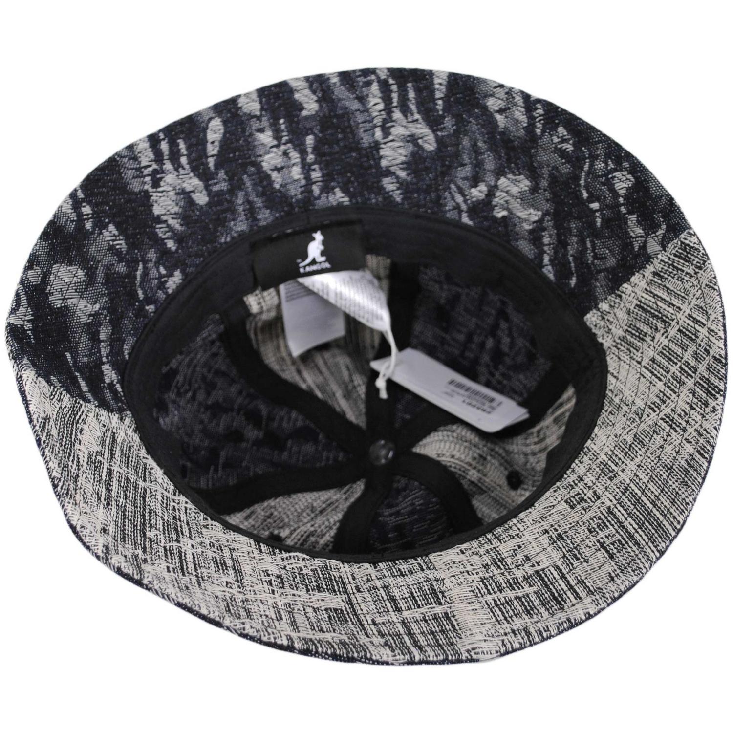 Kangol | Denim Mashup Casual Bucket Hat - Black Topstitch | 185841BT | under | BLACK TOPSTITCH