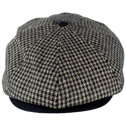 BRIXTON HATS | Brood Wool Houndstooth Newsboy Cap | 161581 | front | NAVY/SAND HOUNDSTOOTH